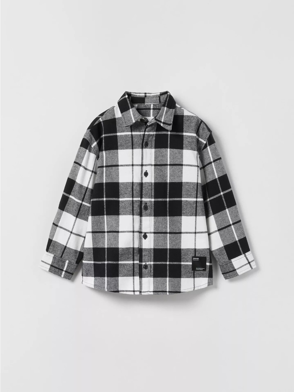Zara Kids Black & White Plaid Button-Up Shirt